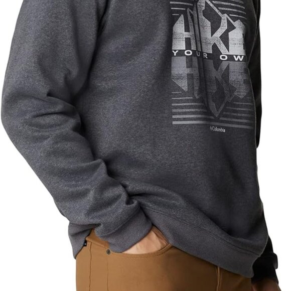 🆕Columbia Men's Hart Mountain Graphic Crew, XL-Shark Heather/Hike Graphic - Picture 5 of 5